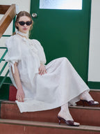 Ribbon jaquard volume dress ホワイト size:M model:171cm ANIUTA