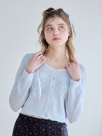 Tulip crochet cardigan サックス size:M model:174cm KATERYNA