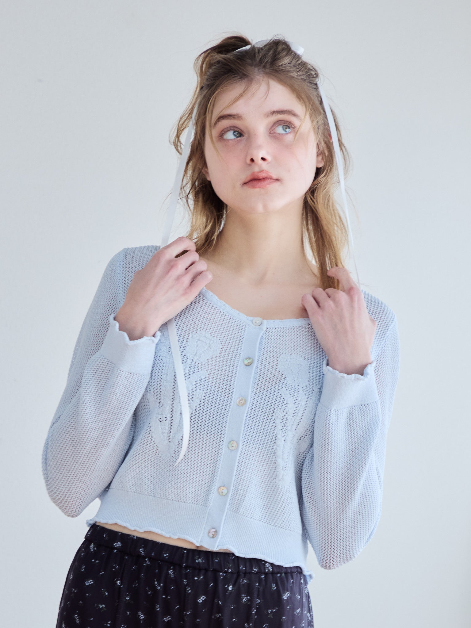 Tulip crochet cardigan サックス size:M model:174cm KATERYNA