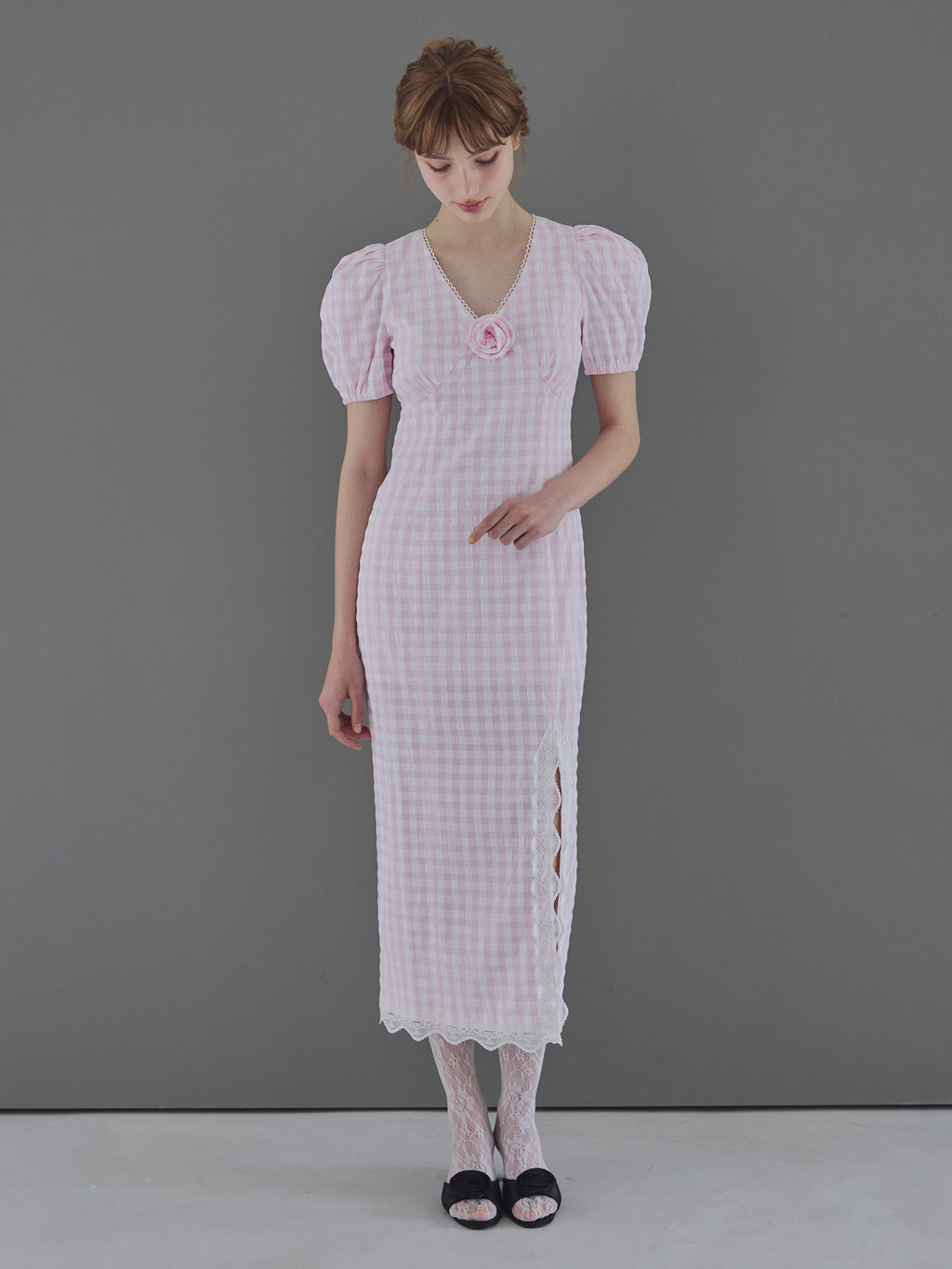 Rose gingham dress ピンク size:M model:175cm MARTA