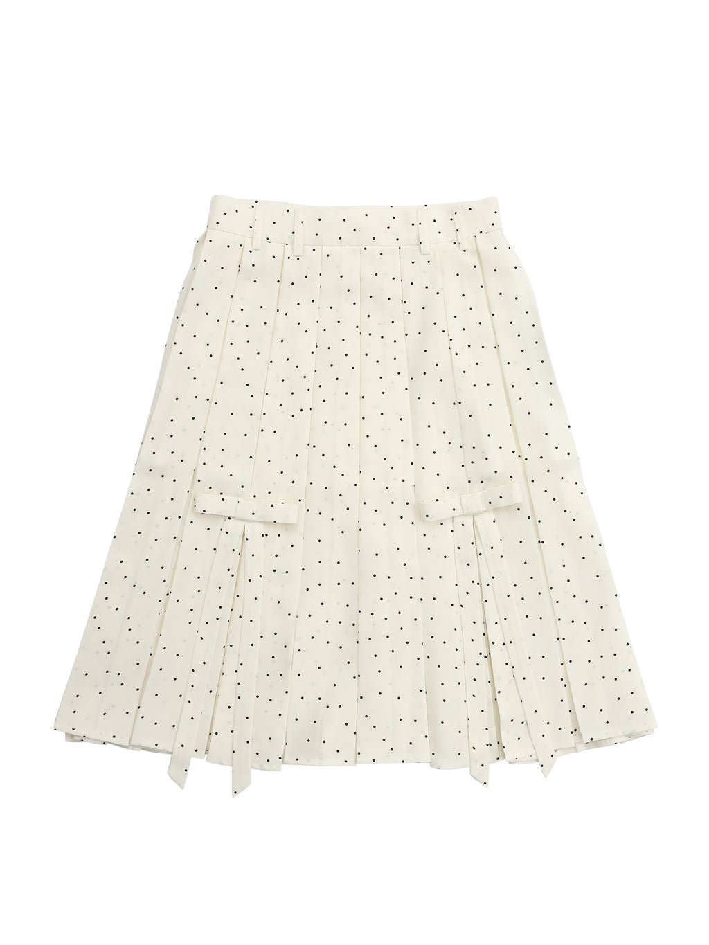 Ribbon slit pleated skirt ドット