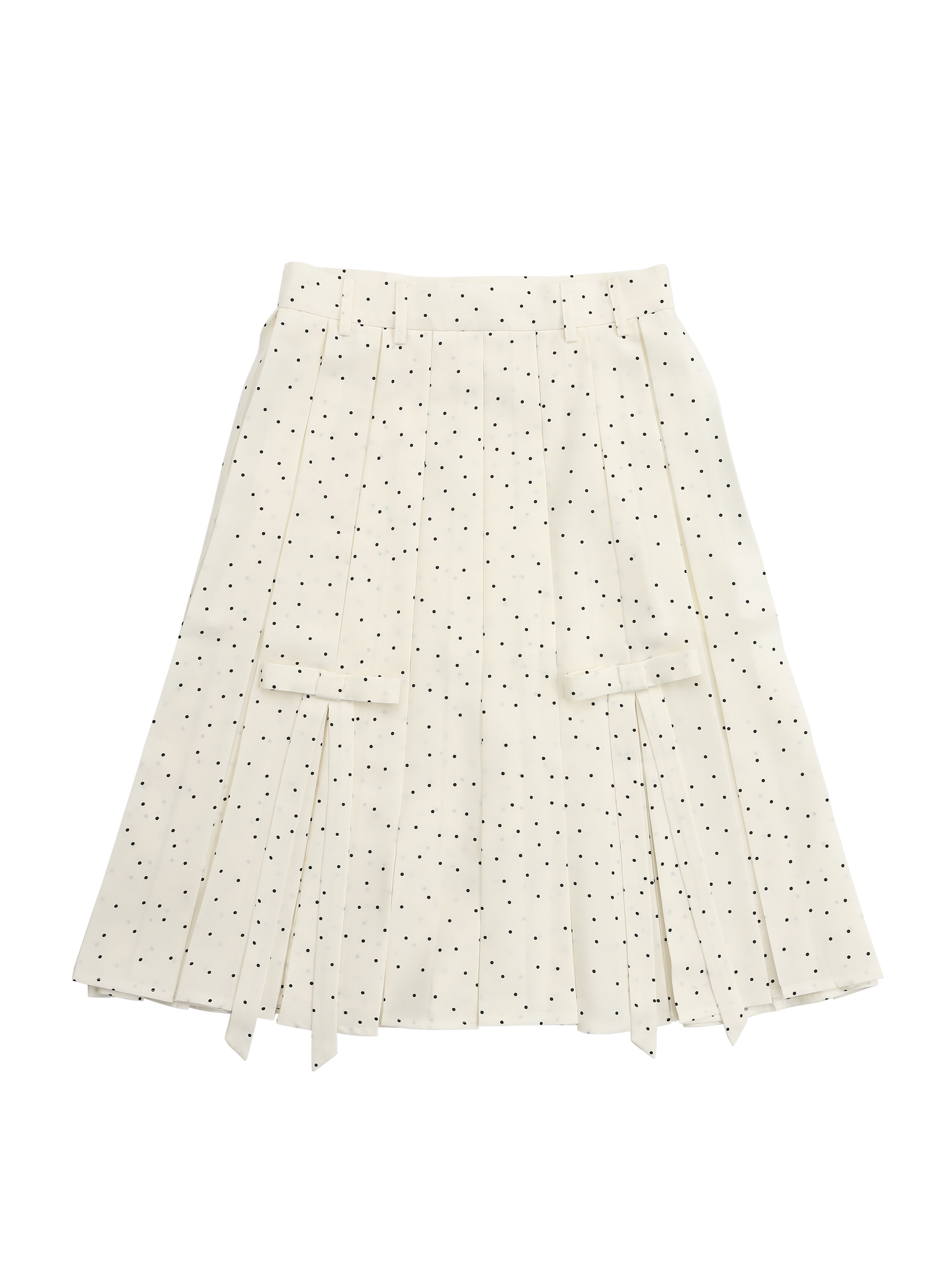 Ribbon slit pleated skirt ドット