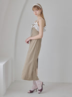 Lace ribbon stripe tight dress オリーブ size:M model:175cm MARTA