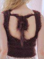 Back open shaggy knit tank top ブラウン size:M model:173cm Olesia