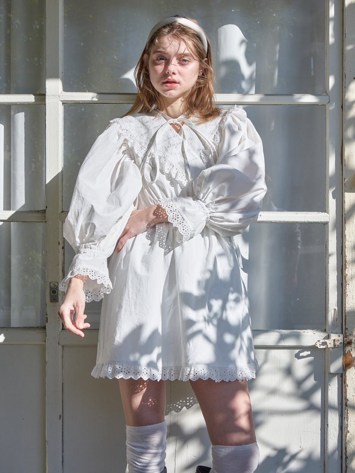 French letter collar wrap mini dress