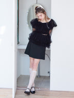 Rose tulle off shoulder blouse ブラック size:M model:174cm KATERYNA