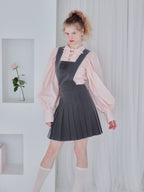 Rose pleated apron dress グレー size:M model:173cm Olesia