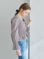 Front ribbon blouse ブラウン size:M model:171cm ANIUTA