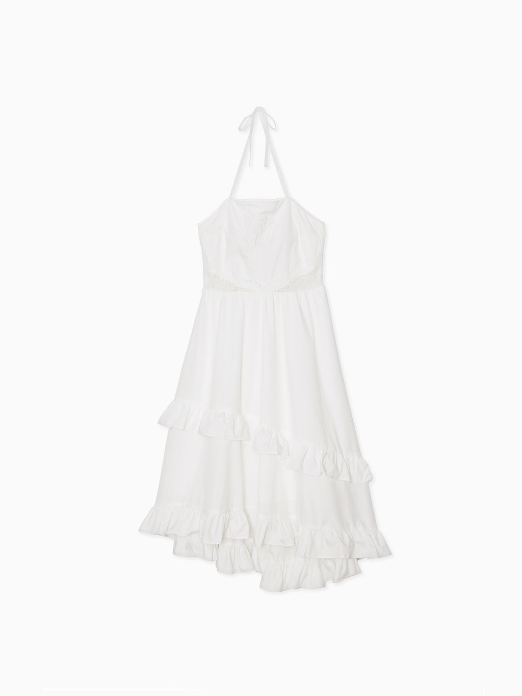 Lily embroidered apron long dress ホワイト