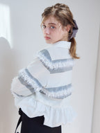 Balloon hem rugby shirt グレー size:M model:174cm KATERYNA