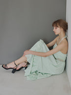 Lily embroidered apron long dress ミント size:M model:175cm MARTA
