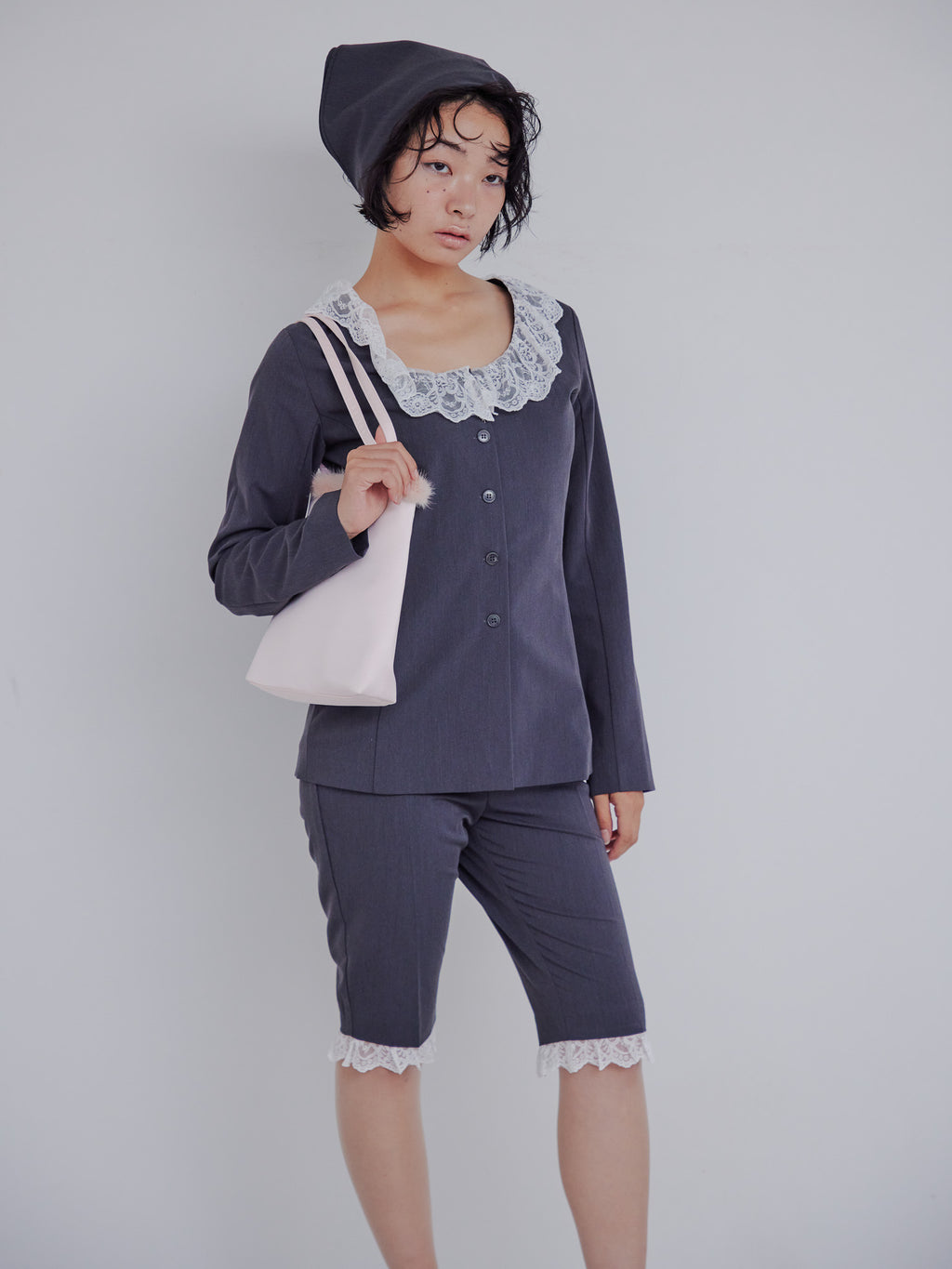 Fur satin bag ピンク size:M model:161cm 富樫かなえ