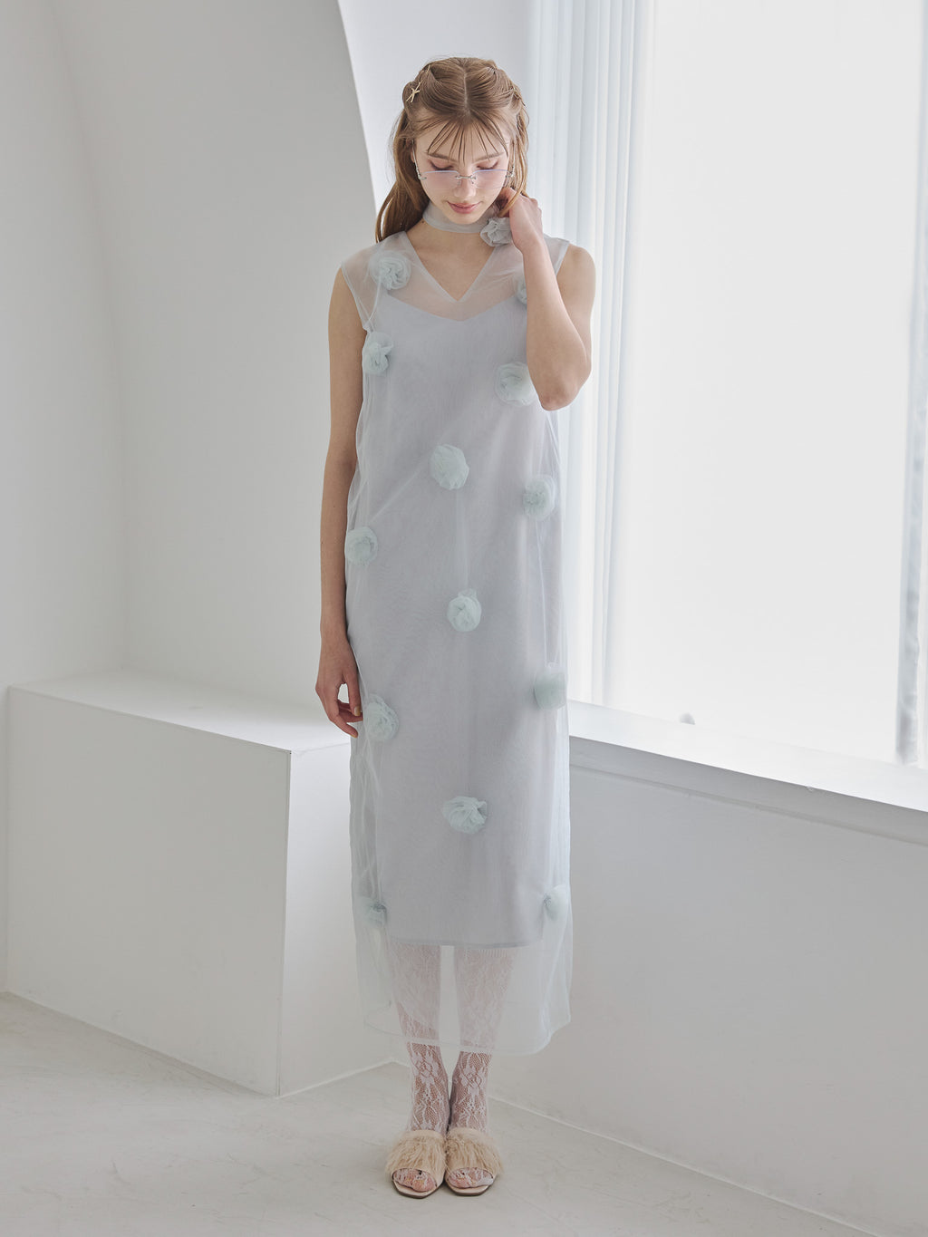 Rose tulle dress ミント size:M model:175cm MARTA