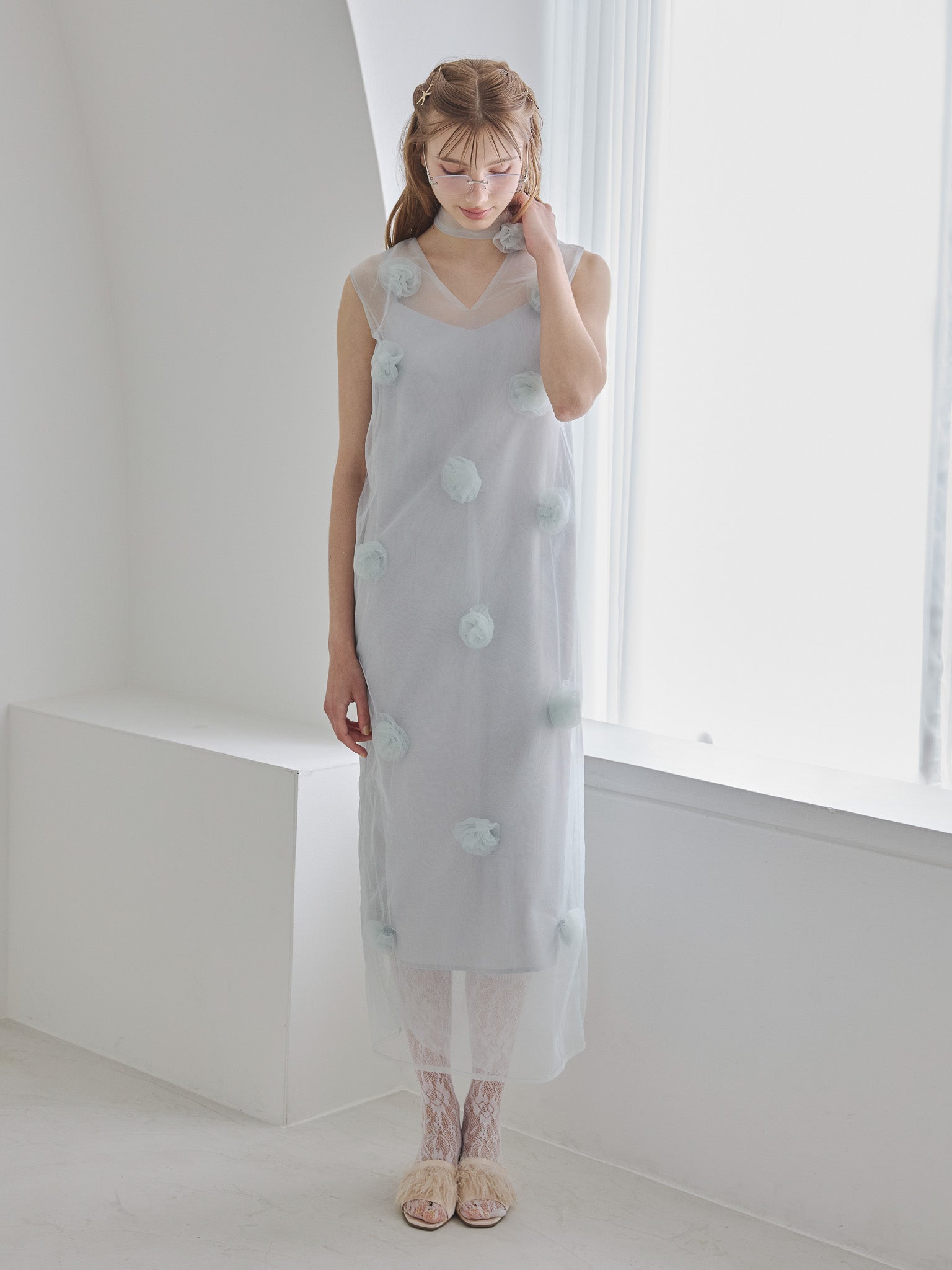 Rose tulle dress ミント size:M model:175cm MARTA