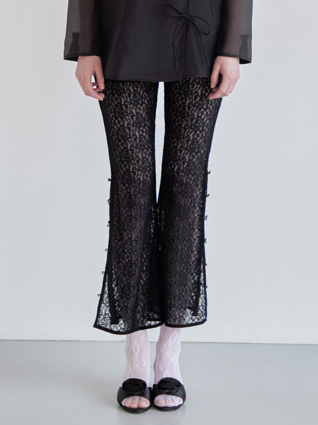 Heart trimming lace pants ブラック size:M model:174cm LERA