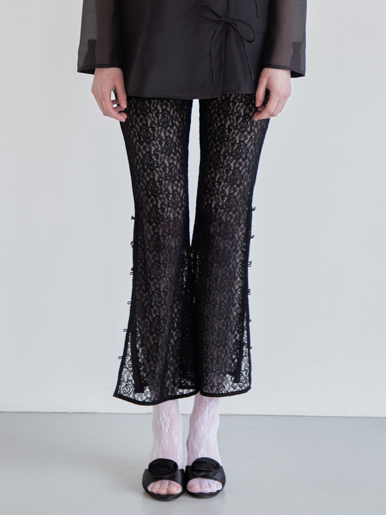 Heart trimming lace pants ブラック size:M model:174cm LERA