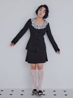 Lace trimmed tailored blouse ブラック size:M model:161cm 富樫かなえ