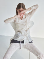 Ribbon sheer jacket アイボリー size:M model:174cm LERA