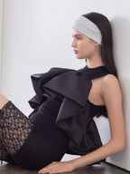 Voluminous frill knit top ブラック size:M model:172cm GINEVRA
