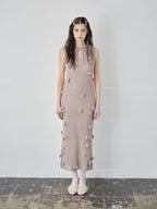 Rose knit hoodie dress モカ size:M model:172cm GINEVRA