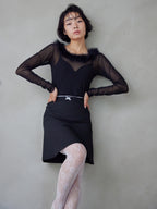 Fur trimmed sheer top ブラック size:M model:161cm 富樫かなえ