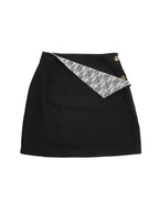 Lace lined mini skirt ブラック