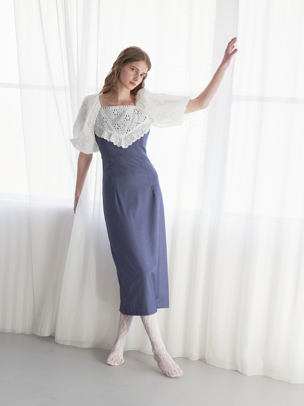 embroidered scarf dress ブルー size:M model:174cm LERA