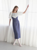 embroidered scarf dress ブルー size:M model:174cm LERA