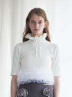Hem tulle rib knit ホワイト size:M model:174cm LERA