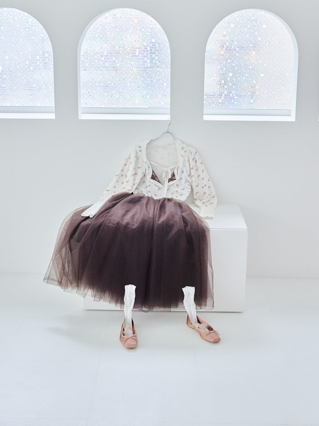Volume tulle skirt tank dress ブラウン size:M model:173cm Olesia