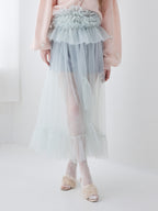 Frill tulle skirt & shorts set ミント size:M model:173cm ALINA