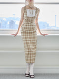 Ribbon waist dress チェック size:M model:171cm ANIUTA