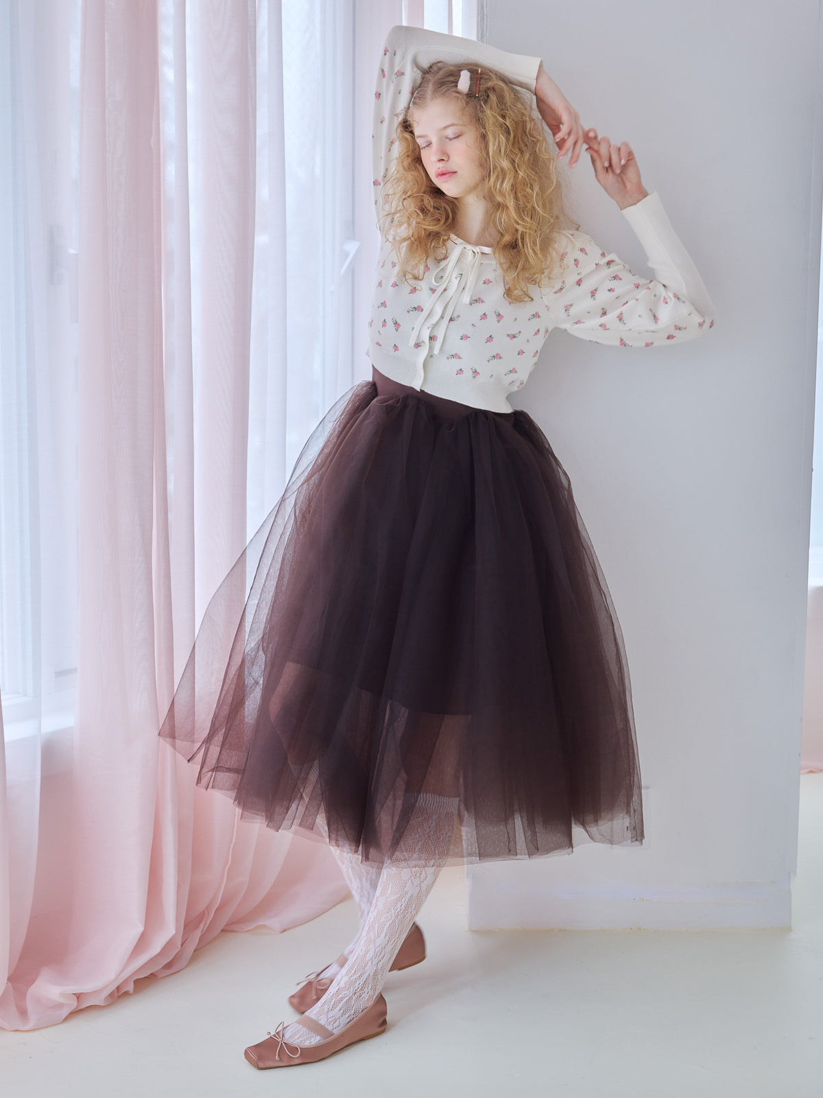 Lace lined cardigan ホワイト size:M model:173cm Olesia