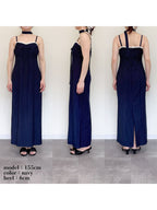 Stripe ribbon tight dress ネイビー