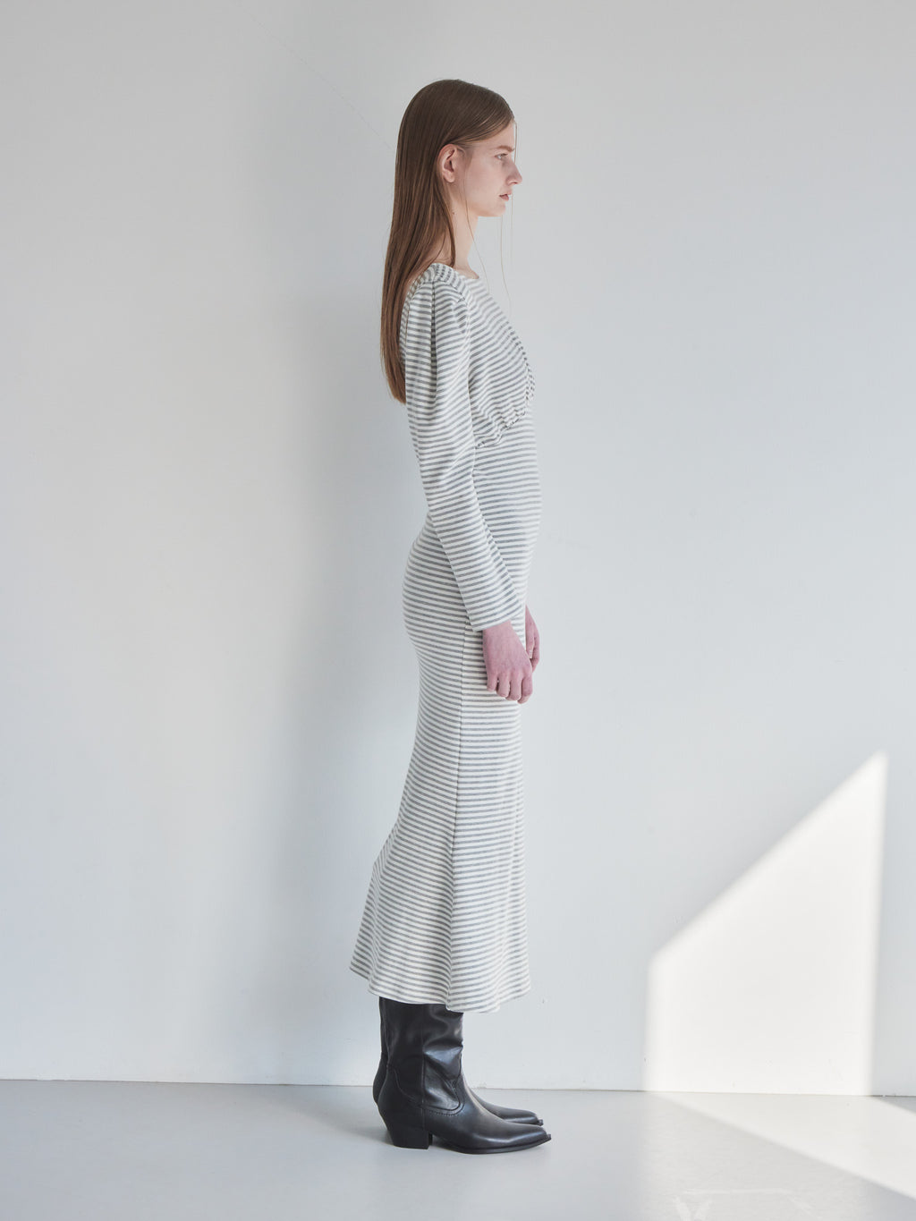 I miss you heart cut dress グレー