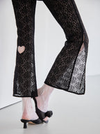 Heart trimming lace pants ブラック size:M model:174cm LERA