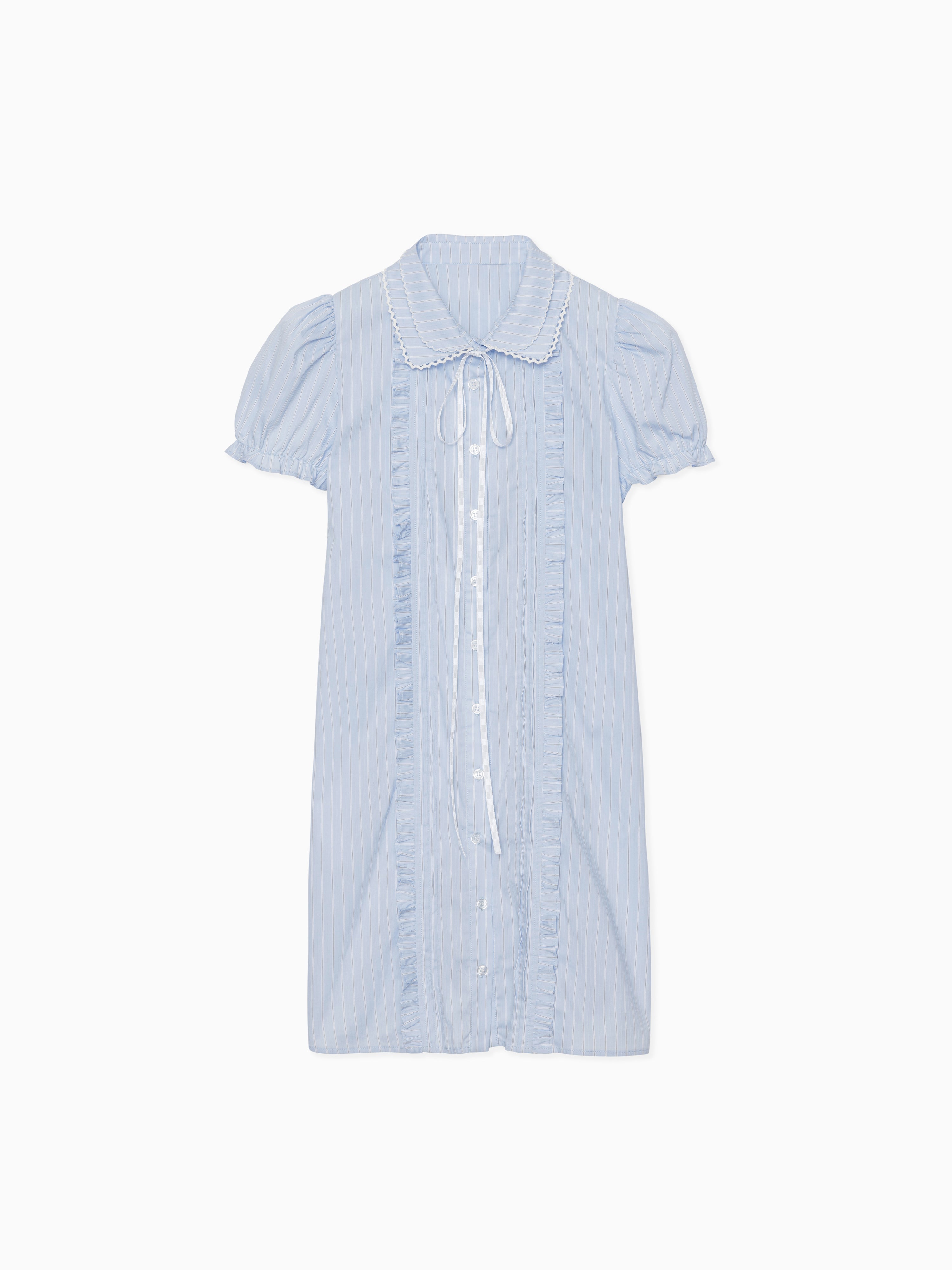 Pintuck mini shirt dress ブルー