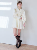 French letter collar wrap mini dress クリーム size:M model:174cm KATERYNA