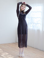 Tulle print dress & bra ブラック size:M model:174cm KATERYNA