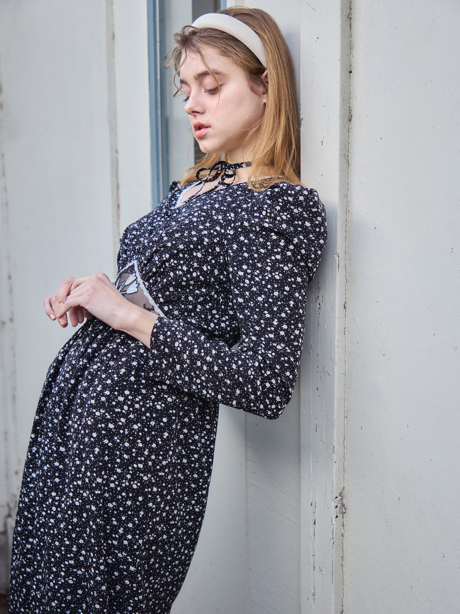 Tulip embroidered dress ブラック size:M model:174cm KATERYNA