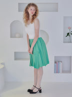 Ribbon slit pleated skirt グリーン size:M model:173cm Olesia