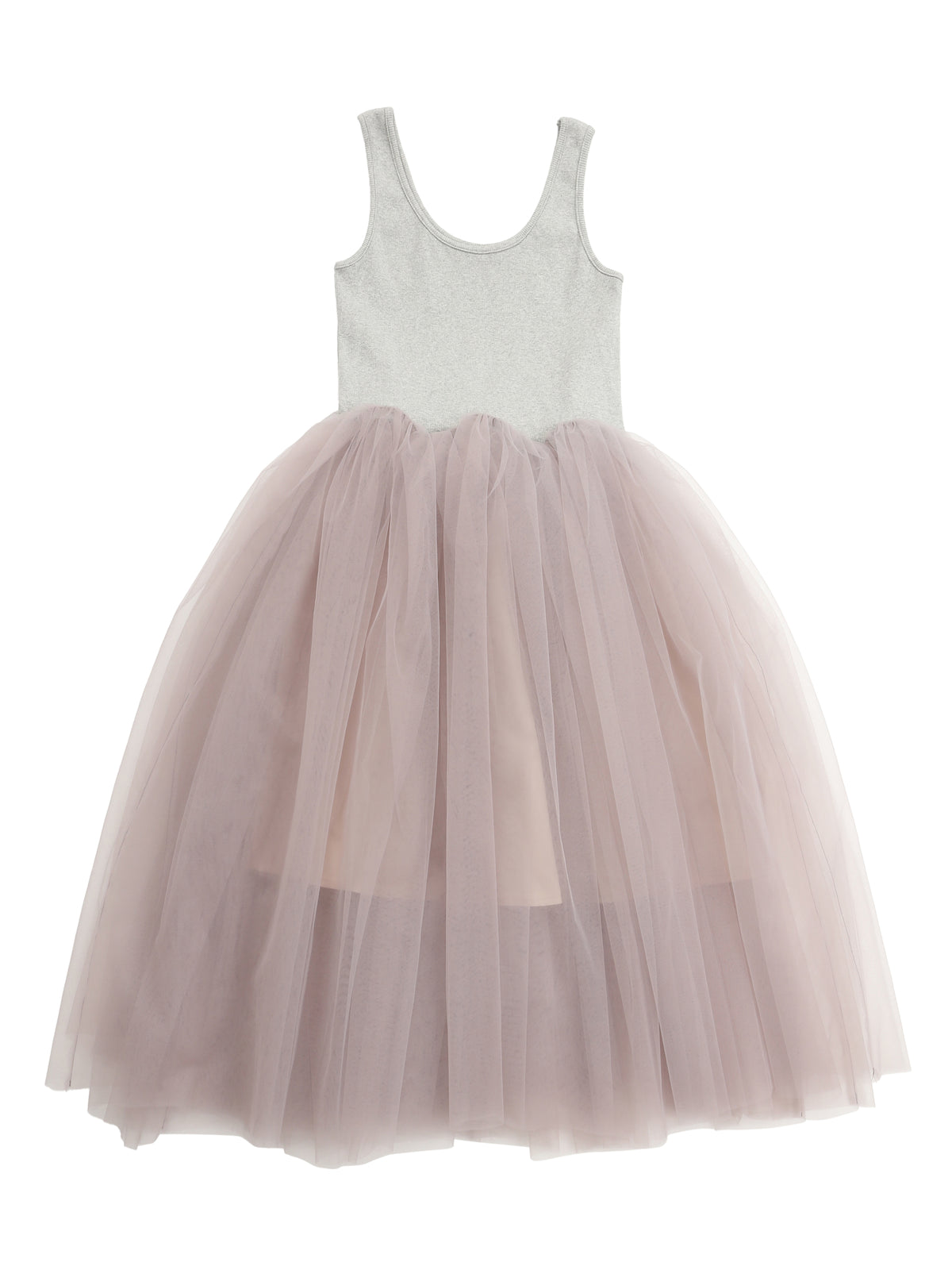 Volume tulle skirt tank dress グレー