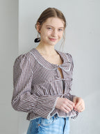 Front ribbon blouse ブラウン size:M model:171cm ANIUTA