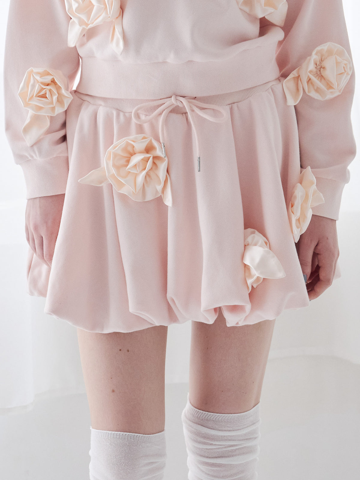 Many rose sweat balloon skirt ピンク size:M model:173cm ALINA