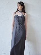 Stripe ribbon tight dress グレー size:M model:170cm ALICE