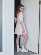 Low waist pleated mini dress ピンク size:M model:171cm ANIUTA