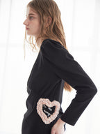 I miss you heart cut dress ブラック
