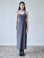 Stripe ribbon tight dress グレー size:M model:170cm ALICE