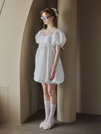 Back ribbon embossed volume mini dress ホワイト size:M model:175cm MARTA