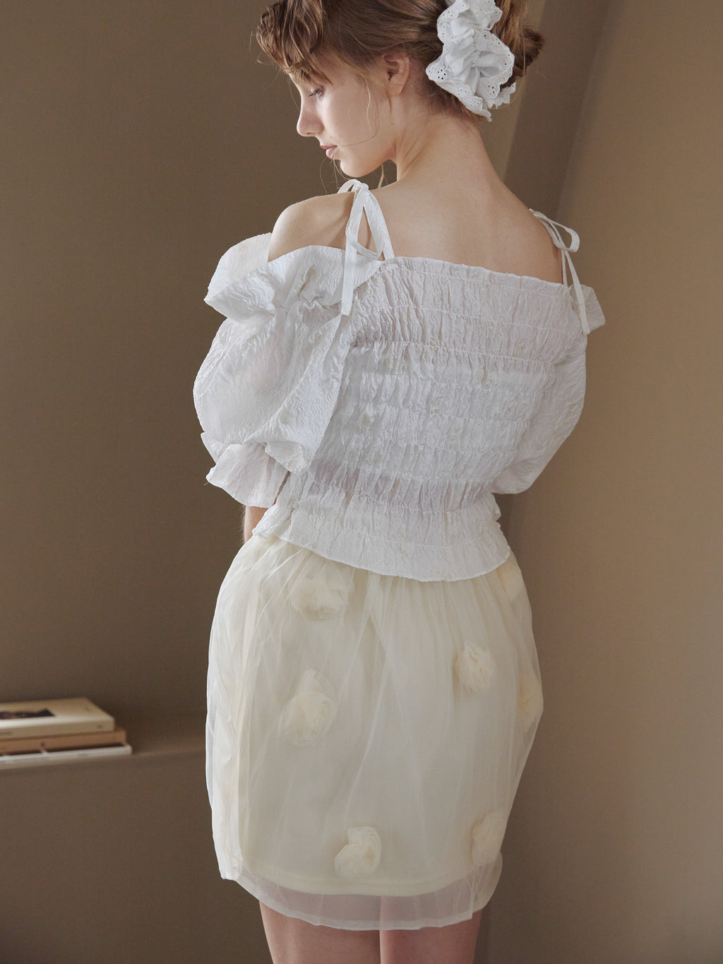 Rose tulle mini skirt イエロー size:M model:175cm MARTA